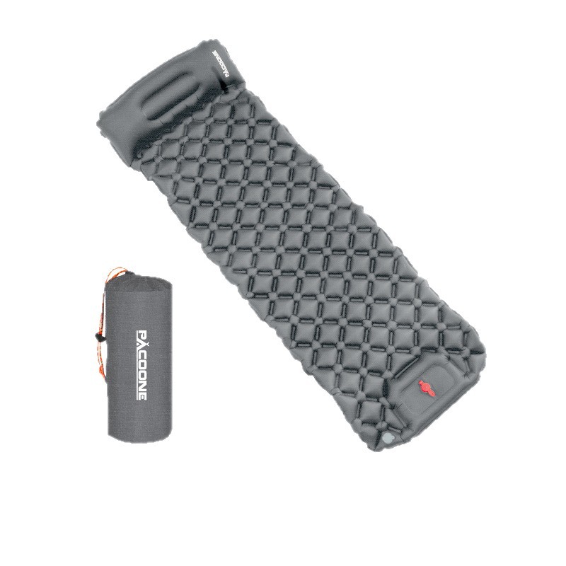 Cross-Border Outdoor Inflatable Camping Foot-Operated Automatic Inflatable Mattress with Diamond-Shaped Tpu and Pillow Camping Sleeping Pad