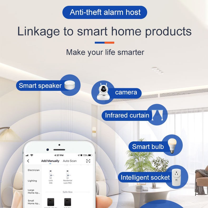 Gsm Wifi Security Protection Alexa Tuya Home Burglar Motion Door Magnetic Sensor Alarm Security System