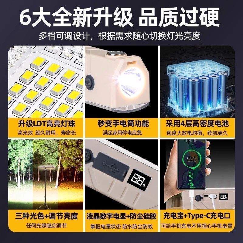 High-Endurance Stall Lights, Night Market Lights, Light Bulbs, Rechargeable Lights, Power Outage Emergency Lights, Magnetic Camping Outdoor Lights