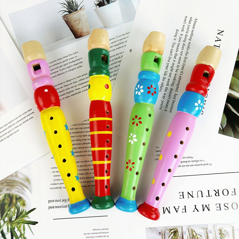 Children's Six-Hole Wooden Recorder Wooden Flute Kindergarten Early Education Music Enlightenment Children's Intellectual Development Toys