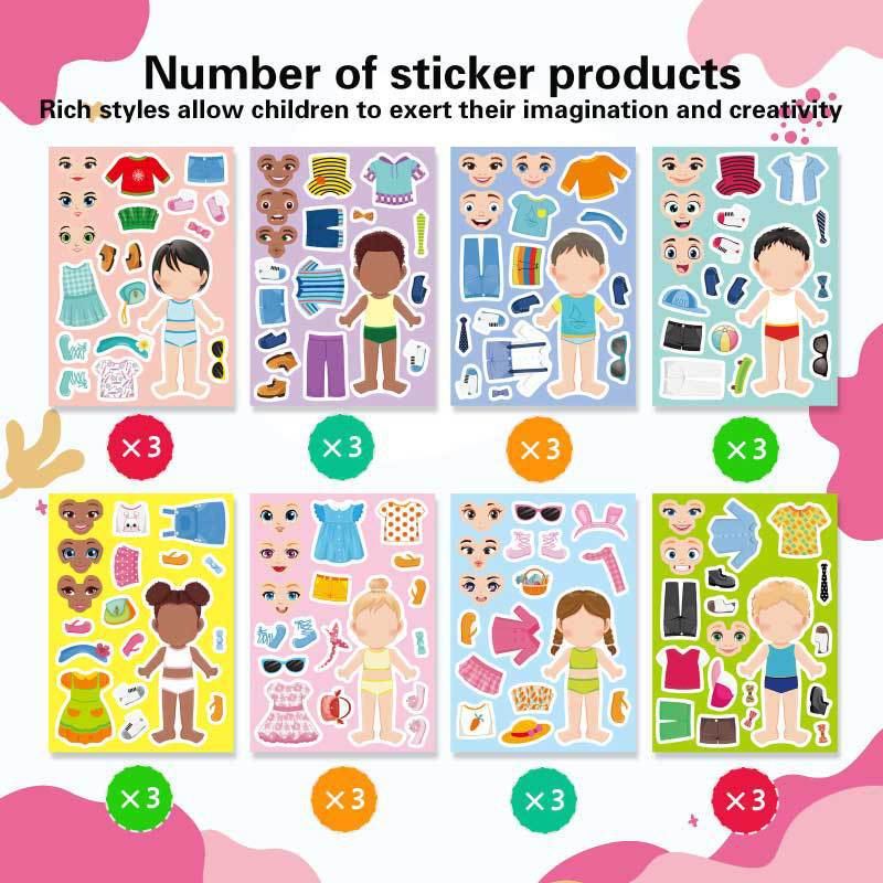 Cartoon Kidsren's Cross-Border Doll Puzzle Toy Stickers DIY Puzzle Stickers Handicraft Decoration Sticker Printing