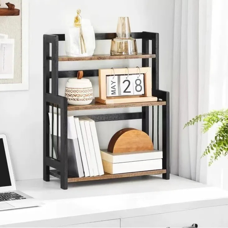 Manufacturer's 3-Layer Desktop Storage Rack Kitchen Spice Display Rack Living Room Bathroom Storage Iron and Wood Combination Storage Rack