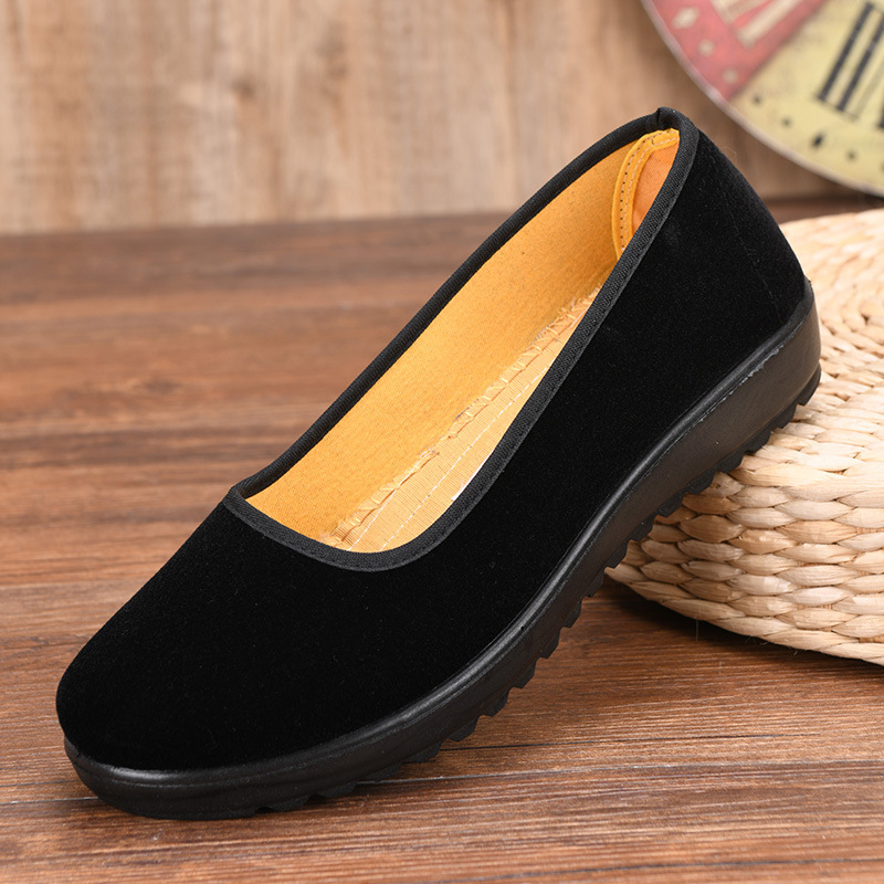 Breathable and Comfortable Women's Shoes, Old Beijing Cloth Shoes, Women's Spring & Fall Flats Work Shoes, Black Women's Soft-Soled Shoes