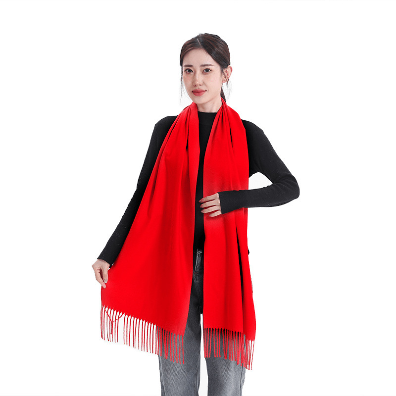 Red Scarf Chinese Red Custom Printed Logo Mulberry Silk Short Beard Scarf Corporate Event Class Reunion Printed Embroider