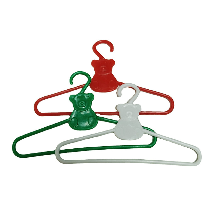 Plastic Small Clothes Hanger Barbie Costume Little Bear Christmas Clothes Display Hanger Mini Clothes Hanging Tricolor