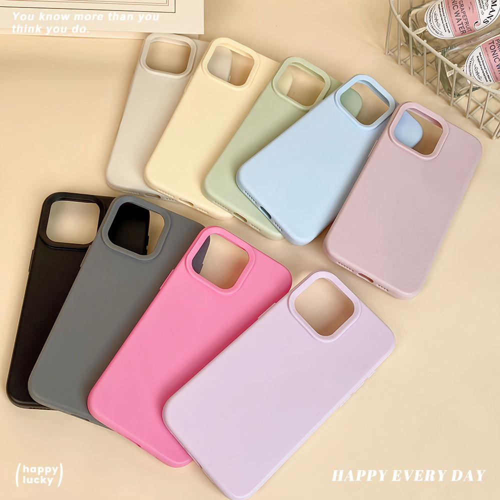 Suitable for Apple 16Pro Silicone Anti-Fall Mobile Phone Case Iphone13 Simple Pure Color 15 All-Inclusive Frosted Protective Cover