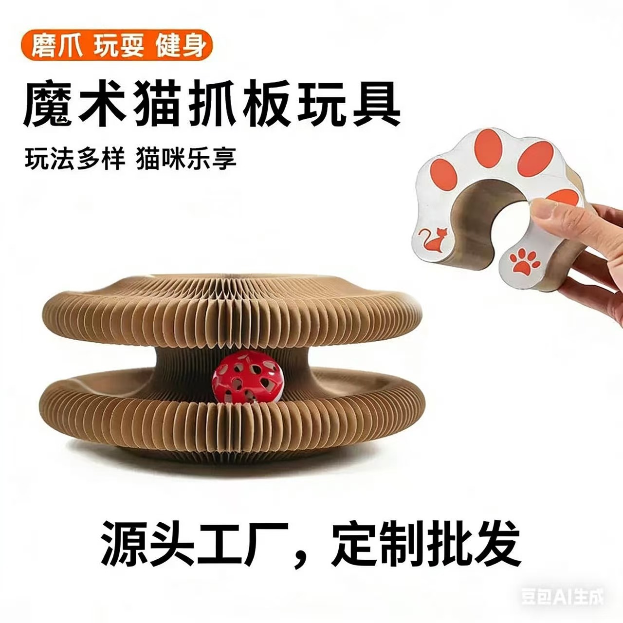 Игрушка для кошек Магический орган Доска для царапания складная Самоудовлетворение Корригированная бумага Устойчивый к царапинам Кошачье гнездо