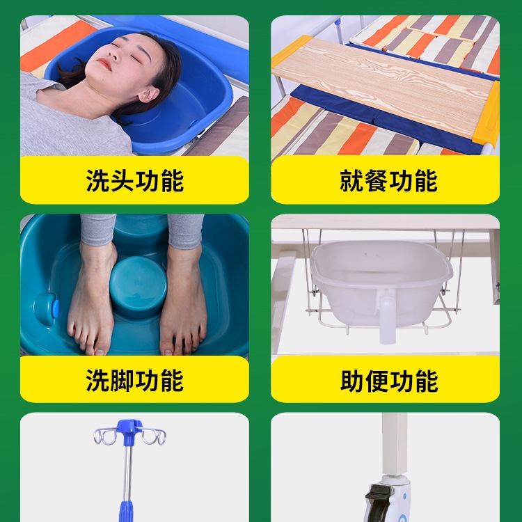 Home Care Bed for the Elderly, Multifunctional Hospital Nursing Bed for Paralyzed Patients, Hand-Cranked Adjustable Bed