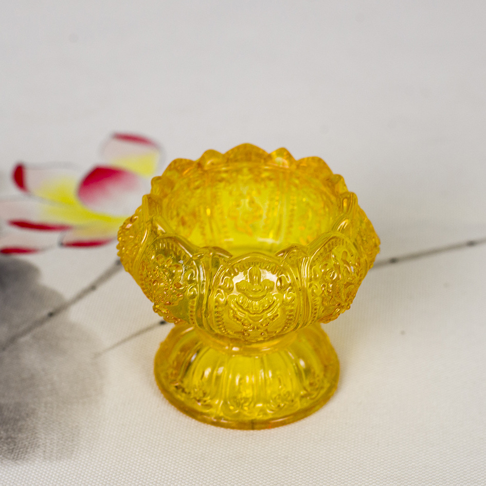 Eight Auspicious Butter Lamps for Buddha, Frosted Glossy Glass Lamp Holders, Buddha Utensils, Gifts, Citrine Lotus Lamp Holders