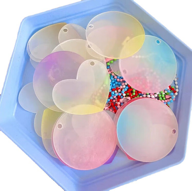 Transparent gradient glitter goo Chuck keychain pendant goo card set wholesale small disc cane material