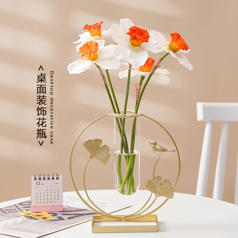 Decorative Items for Living Room Tabletop Flower Arrangement, Ins-Style Dining Table Artificial Flowers, Realistic Flower Vase, European-Style Handmade Flower Vessel