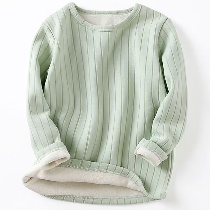 Children's Base Layer Fleece-Lined Thickened Warm Single Top for Boys and Girls, Baby Inner Fleece-Lined Thermal Clothing, Children's Home Wear