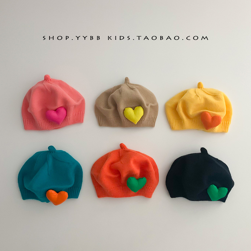 Западный Стиль Берет Любви 2022 Новая Вязаная Шапка для Девочек Осень и Зима
