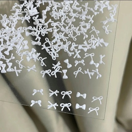 Мини-наклейки для ногтей в стиле Instagram с белым бантом, DIY, фототерапия, наклейки с стразами