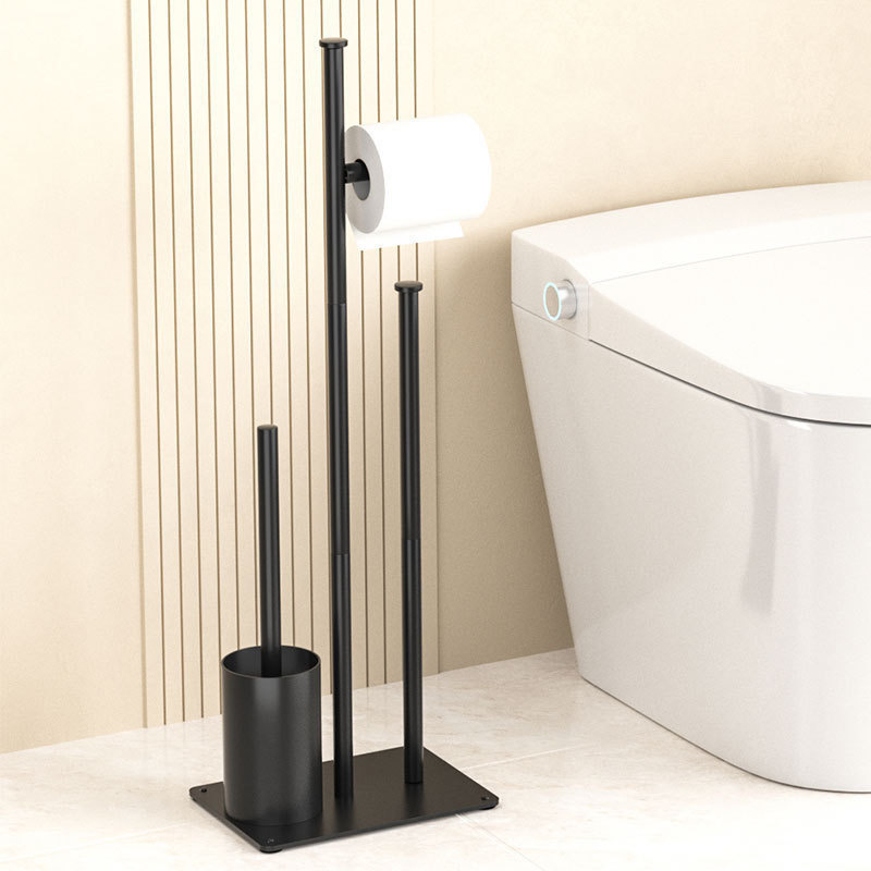 Toilet Floor-Standing Tissue Holer Vertical Movable Toilet Paper Storage Rack Nail-Free Toilet Barrel Brush Hold Roll Paper Hold Cross-Border