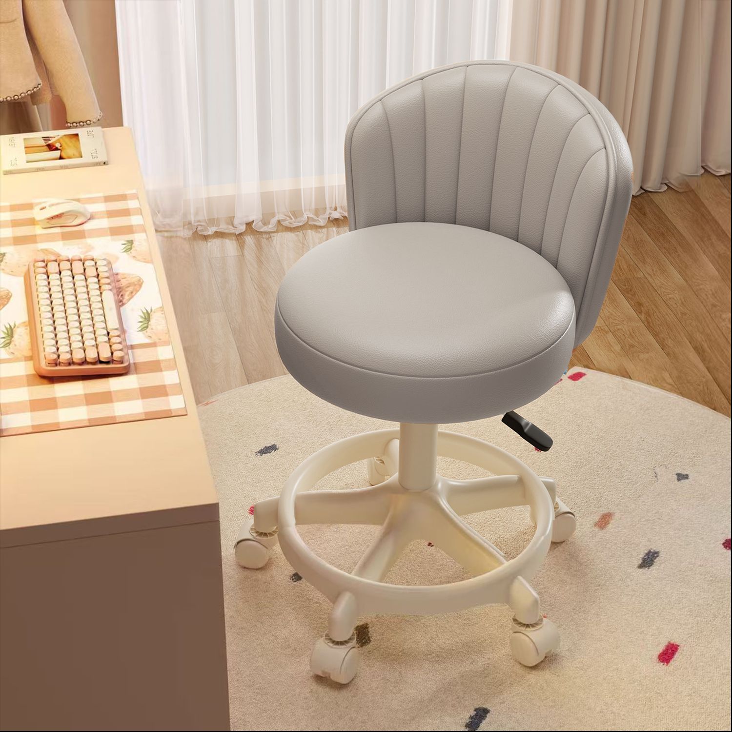 Makeup Chair Home Computer Chair Dressing Table Swivel Chair Beauty Nail Art Pulley Stool Liftable Backrest Chair Mute