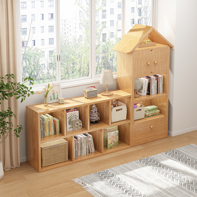 Детская книжная полка из массива дерева, напольный стеллаж для хранения, чтение в детском саду, свободная комбинация, шкаф для игрушек, домашняя книжная полка