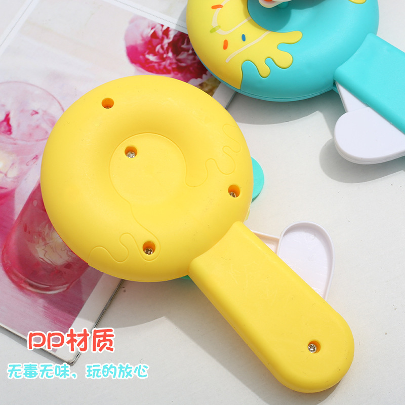Donut Hand Pressure Fan Cute Hand-held Fan Mini Portable Fan Manual Shake Small Fan Gift Toy