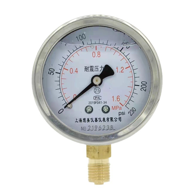 Supply YN-60 high precision pressure gauge stainless steel oil gauge hydraulic water pressure pressure pressure 2 tooth vibration resistant pressure gauge