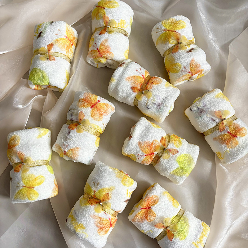 Original niche three-dimensional butterfly coral fleece wedding gift towel meichen meiye opening gift creative towel