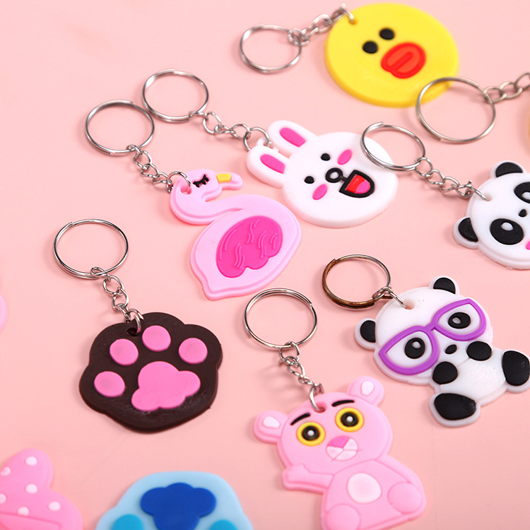 Cartoon keychain pendant PVC flexible glue silicone small gift cute souvenir key ring car bag ornaments