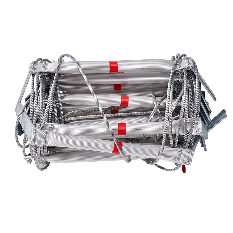 Aluminum Alloy Fire Ladder Stainless Steel Wire Rope Escape Ladder for Household Aerial Work Rescue Aluminum Alloy Rope Ladder