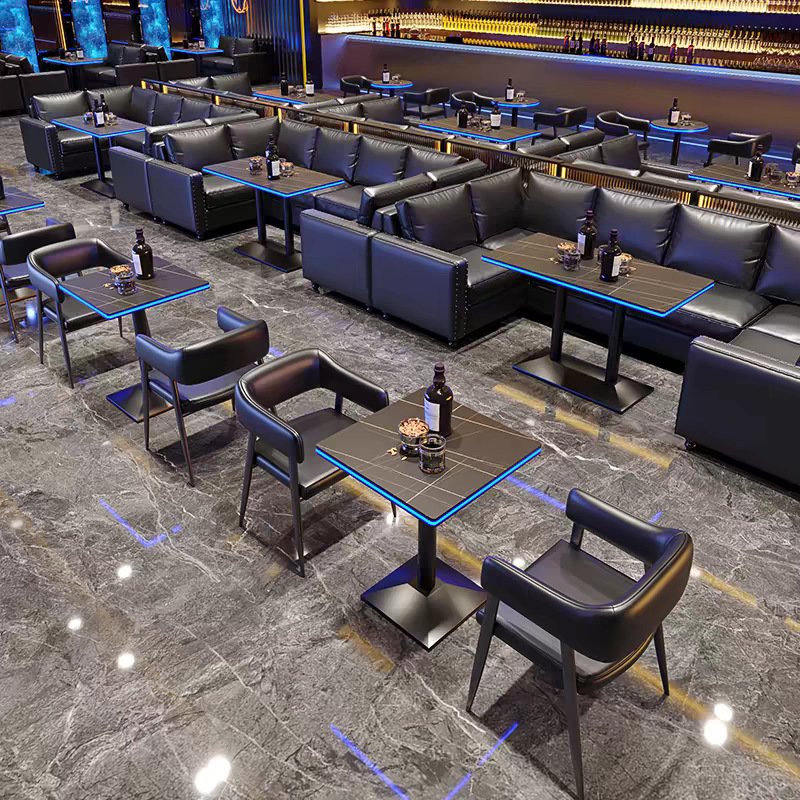 Bar Table and Chair Combination Milk Tea Shop Restaurant Booth Sofa Bar Wine Bar Music Bar Cafe Luminous Table and Chairs