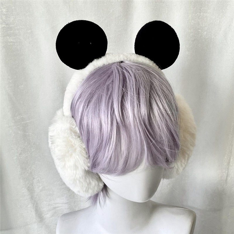 Мягкие наушники с ушками панды для женщин, зимние, теплые и холодозащитные, складные, лолита