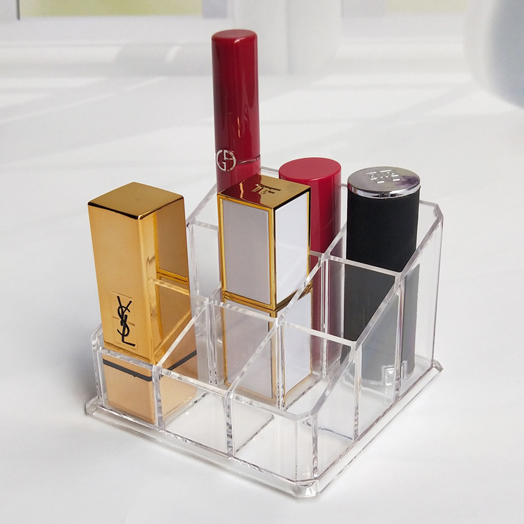 Internet Celebrity Transparent Jiugongge Lipstick Rack Cosmetic Storage Makeup Lipstick Storage Box Desktop Lip Glaze Fit Rack
