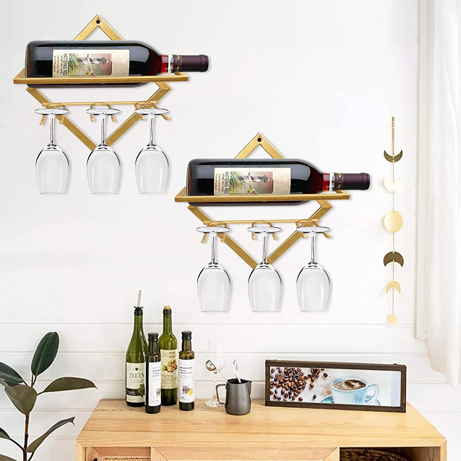 Casual Wine Rack Hanging Wine Glass Rack European Wall Hanging Red Wine Glass Rack Upside down Living Room Home Retro Goblet Rack