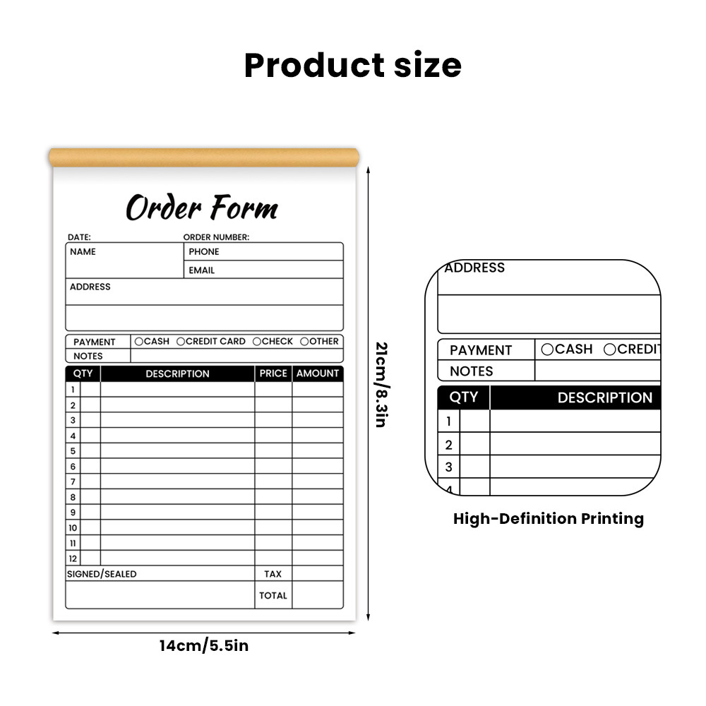 Amazon English Thank You Receipt Book White Yellow Two-Part Carbonless Sales Invoice Book with Paper Backing