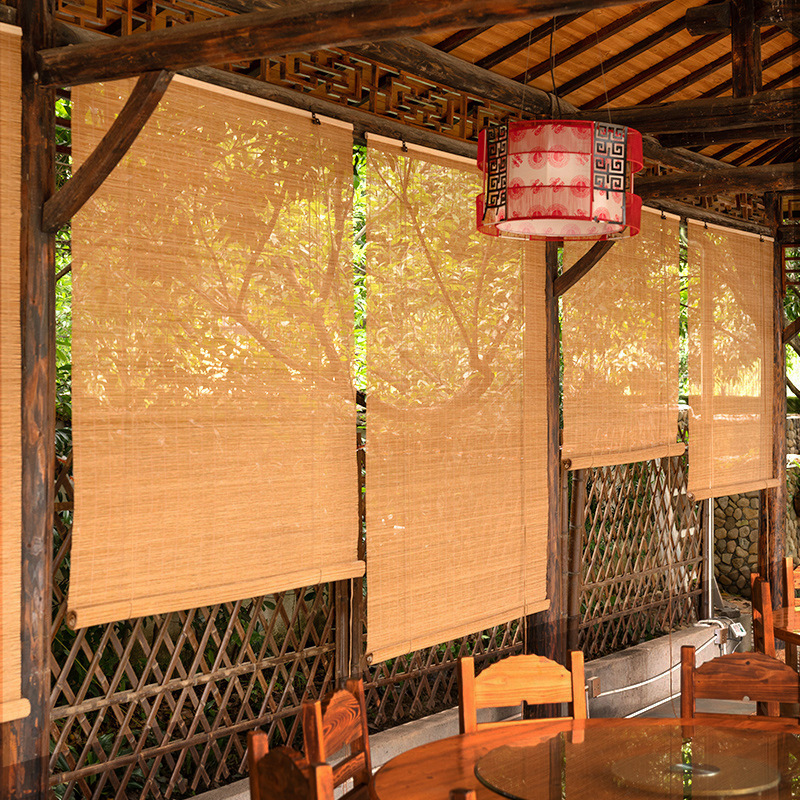Wholesale Bamboo Curtain Curtain Roller Shade Shading Balcony Tea Room Study Office Hotel Homestay Japanese Style Bamboo Curtain