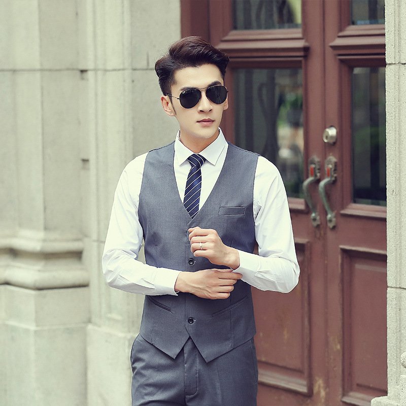 Men's waistcoat new slim Korean youth overalls suit waistcoat men's best man Men's vest a generation of hair