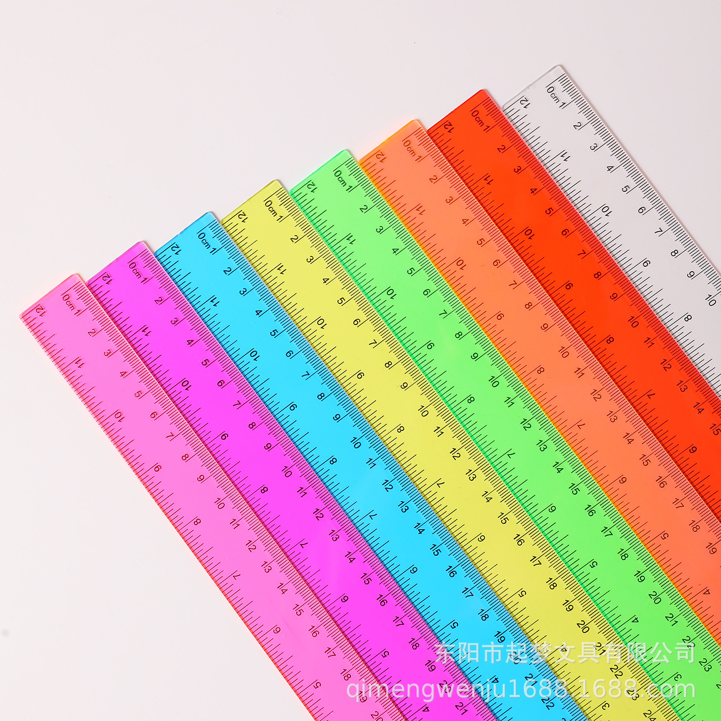 30cm Colorful Straight Ruler 30cm Transparent Ruler Cross-Border Supply Multi-Color Colorful Ruler School Stationery Plastic Ruler