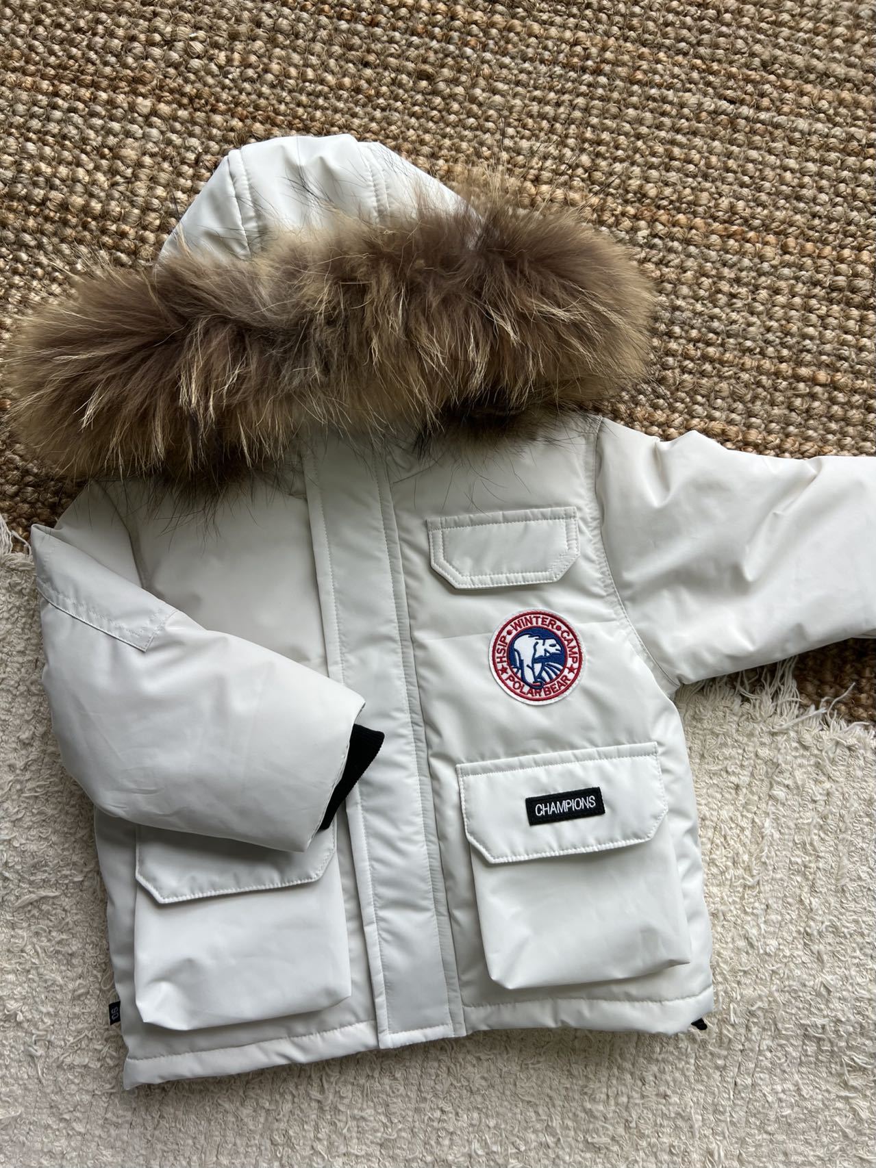Parker Kidsren's down Jacket Warm Winter Kidsren's Large Fur Collar Hoodie Pure Color Baby Jacket Boys and Girls Winter
