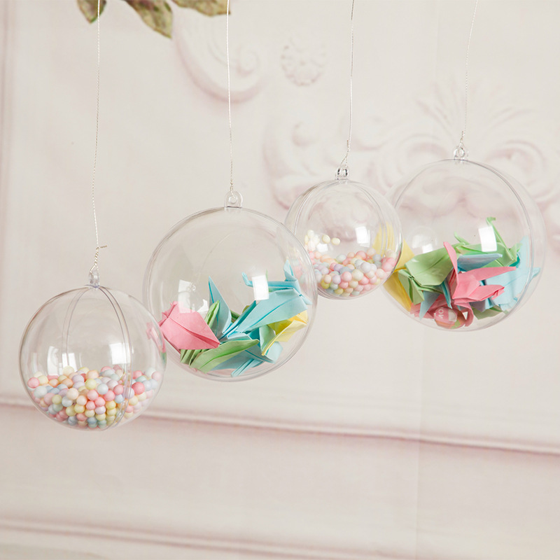 Wholesale transparent ball plastic ball shell acrylic 5-12cm Christmas ball PS hollow ball Christmas decoration hanging ball
