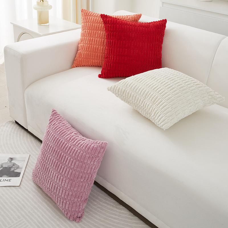 Amazon's Best Selling Simple Ins Style Corduroy Single and Double-Sided Pillowcase Pure Color Tassel Square Cushion Set