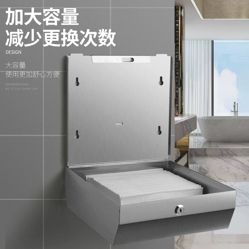 Wall-Mounted Paper Towel Box Stainless Steel Hotel Home Kitchen Paper Towel Box Bathroom Punch-Free Paper Towel Holder