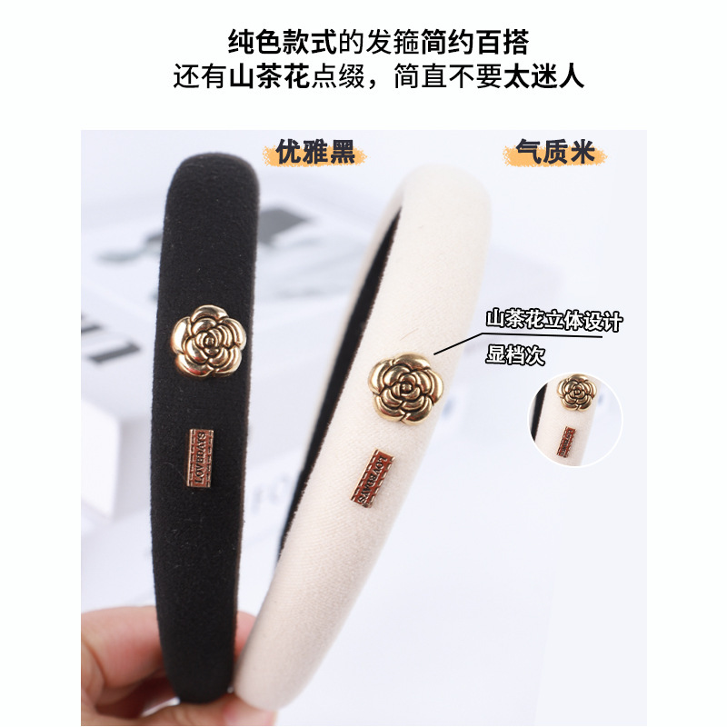 Headband Wig Integrated Long Curly Hair Half Headgear Detachable Camellia Headband Simulated Natural Hair Growth Wig Piece