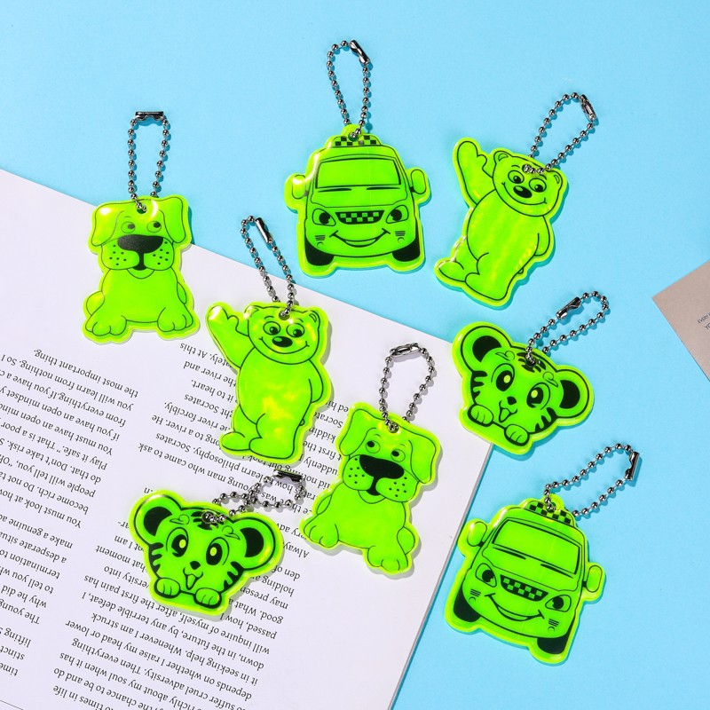 Smiley Face Five-Pointed Star Basketball Butterfly Reflective Pendant Pvc Night Keychain Backpack Pendant Fashion Versatile