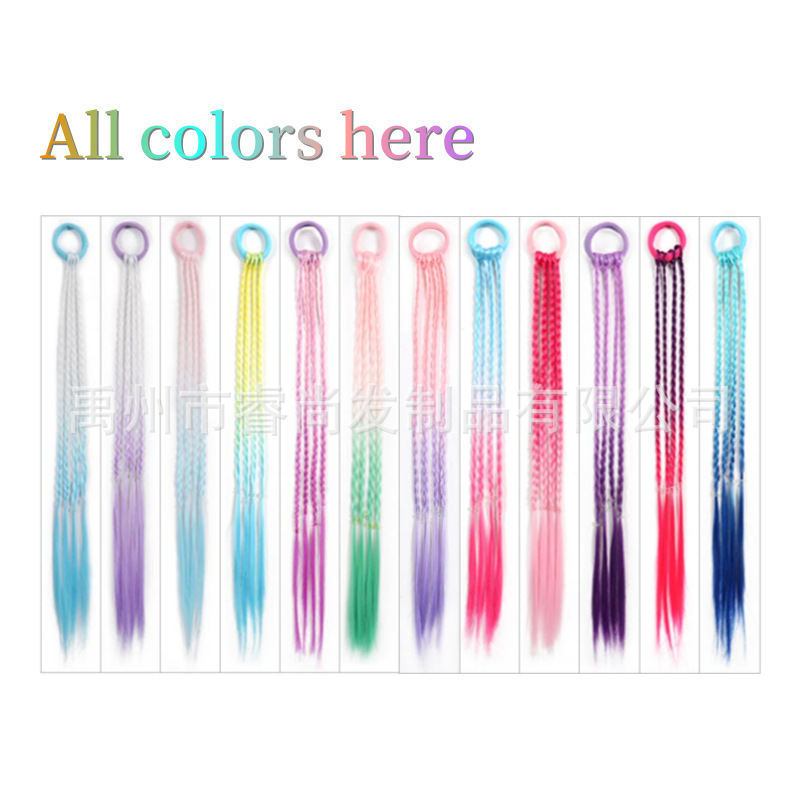 Colorful Wig Braided Twist Wig Pigtails for Ladies, Little Girls and Princess Performances with Ponytail Hair
