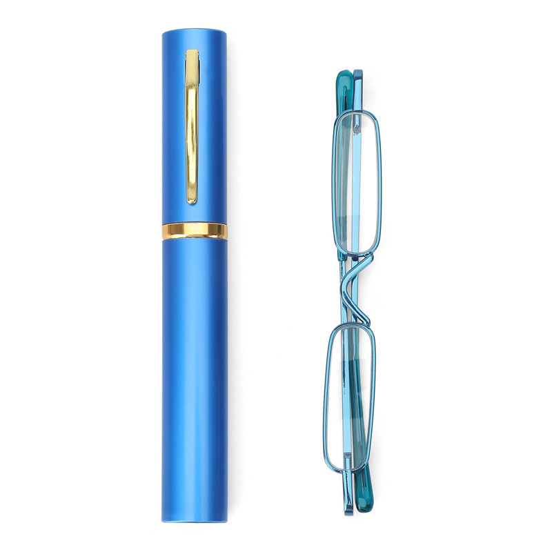Mini Pen Holder Reading Glasses Portable High-Definition Ultra-Light Elderly Glasses Spring Frame Reading Glasses Spot Wholesale