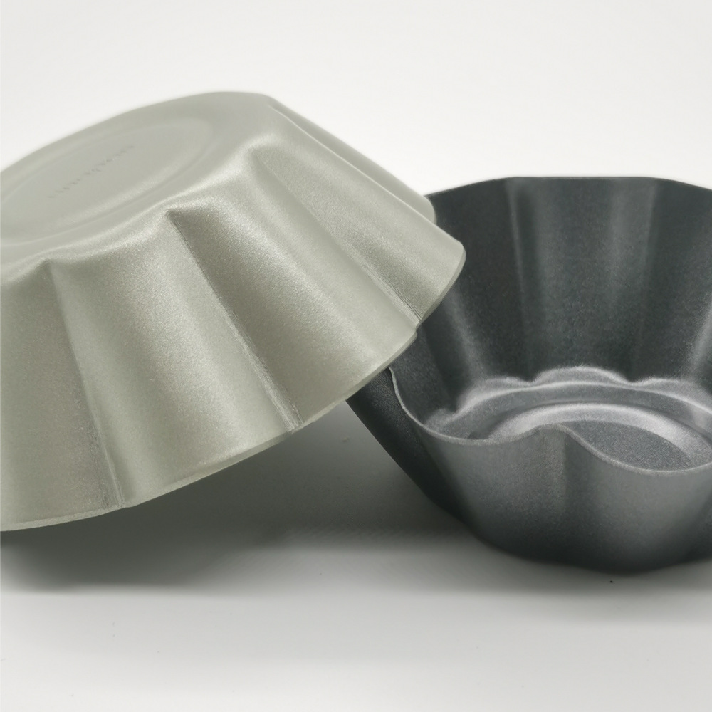 Cross-border round egg tart mould thickened carbon steel non-stick flower egg tart cup holder baking pudding cake mould