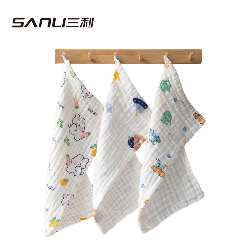 Sanli Towel Children's Towel 6-layer High Density Pure Cotton Yarn Printed Towel Baby Baby Newborn Face Towel