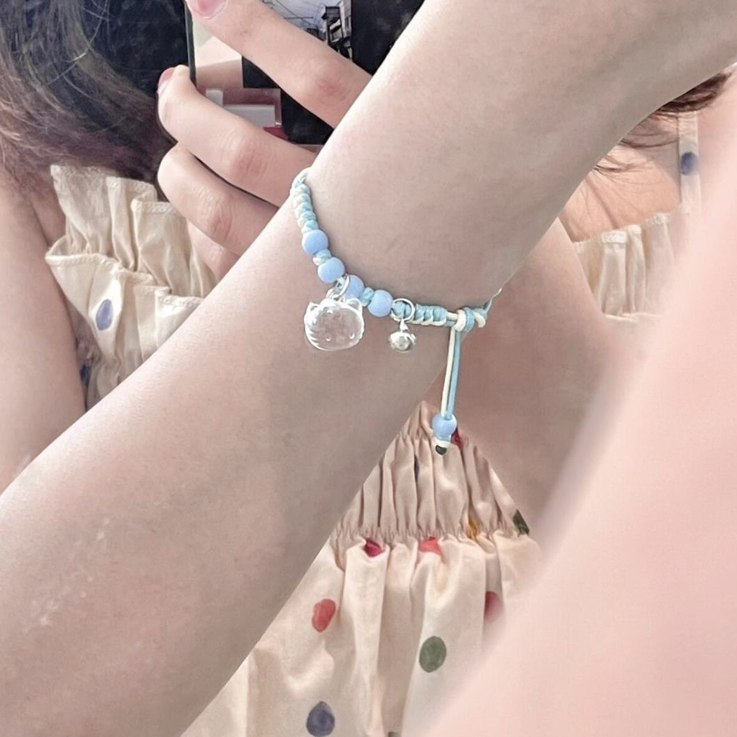 Cartoon Hello Kitty Braided Bracelet for Women, High-End, Sweet Girly Style, Pink Hand-Woven Bracelet, Bestie Gift