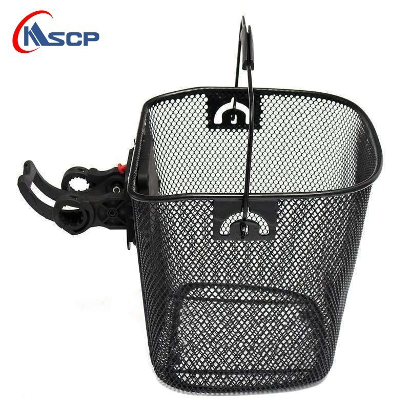 In stock supply quick disassembly basket with handle mesh basket export type mountain bike bicycle front basket