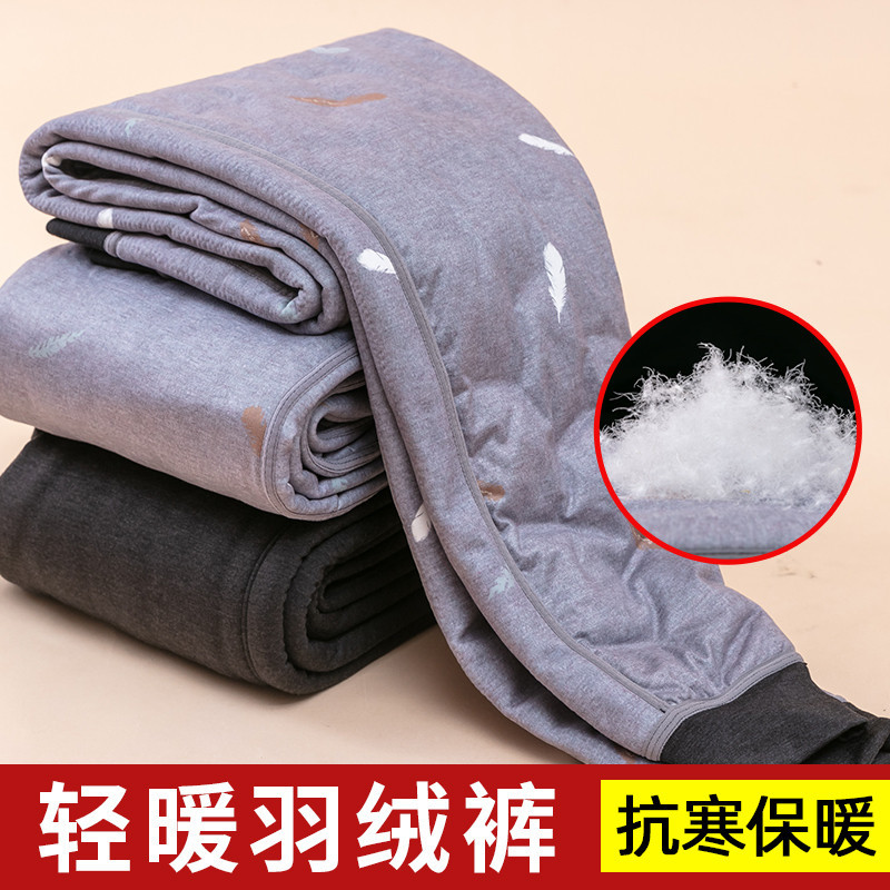 Мужские термоштаны с флисовой подкладкой, утолщенные хлопковые штаны, зимние облегающие леггинсы, утепленная одежда для северо-востока, молодежные штаны из гусиного пуха