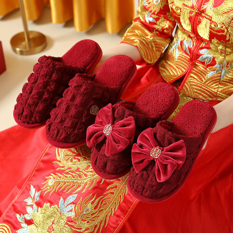Wedding slippers wedding wedding festive red couple winter indoor home wedding wedding wedding slippers