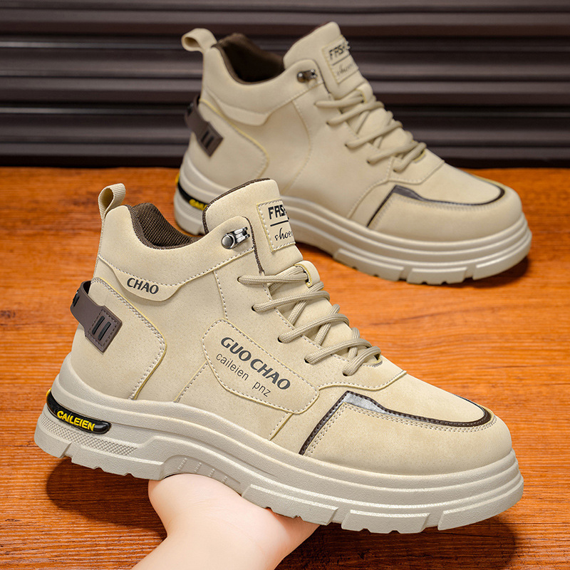 Autumn Men's Shoes New Breathable High-Top Work Shoes Men's Trendy Versatile Thick-Soled Non-Slip Casual Short Boots Labor Protection Shoes