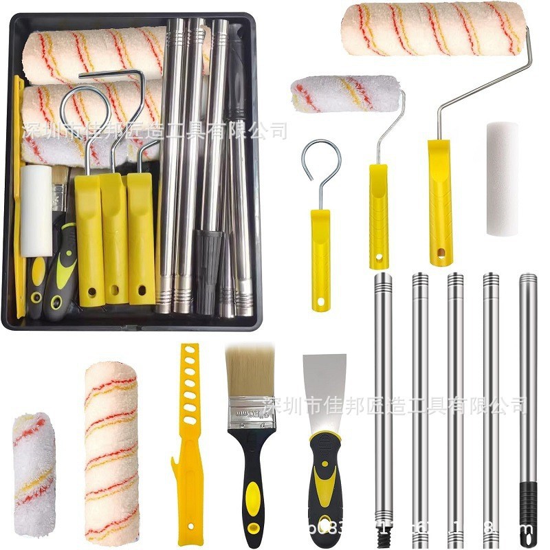 Home Construction Waterproof Dead Corner Latex Paint Roller Brush Wall Paint Paint-Absorbing Roller Brush 9inch Long Hair Brush Set